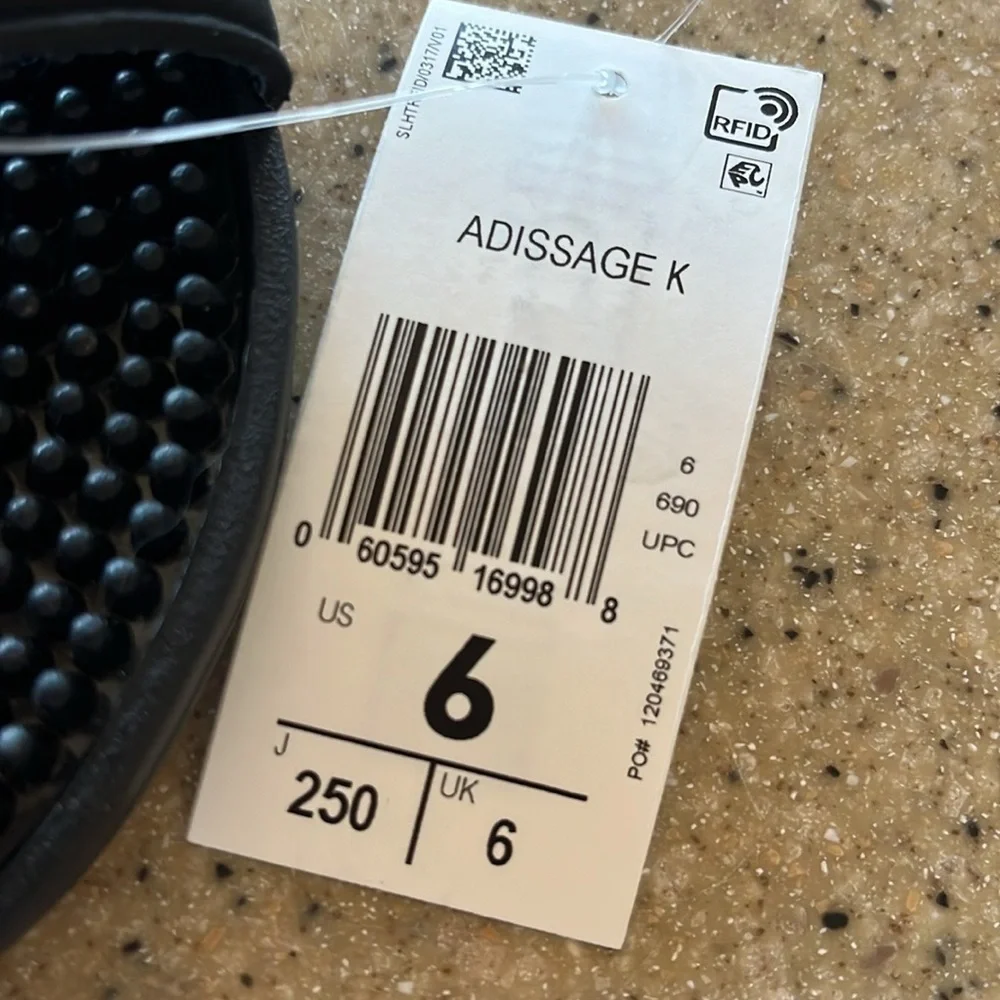 Brand New Adidas 3-Stripe Black & White Adjustable Strap Sport Slides Sandals